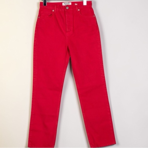 Reformation Cynthia Red High-Waisted Straight Leg Jeans - Picture 3 of 8
